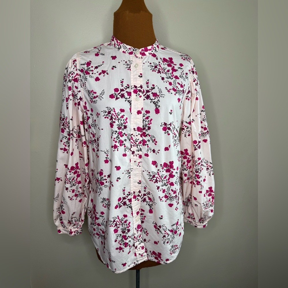 J. Crew Pink Floral Button Front Shirt